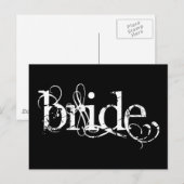 Classy Grunge Wedding - The Bride - B&W Postkarte (Vorne/Hinten)