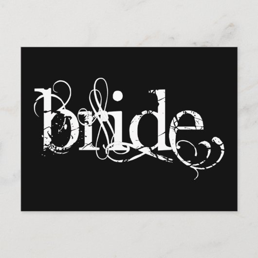 Classy Grunge Wedding - The Bride - B&W Postkarte (Vorderseite)