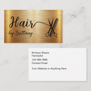 Classy Hairstylist Gold Tone Glitzy Design Visitenkarte