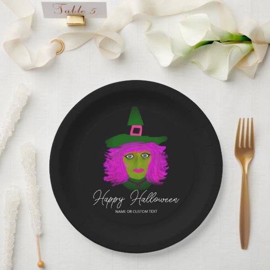 Classy Halloween Glam Hexe Party Personalisiert Pappteller (Hochzeit)