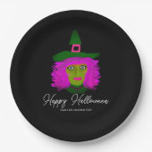 Classy Halloween Glam Hexe Party Personalisiert Pappteller (Vorderseite)
