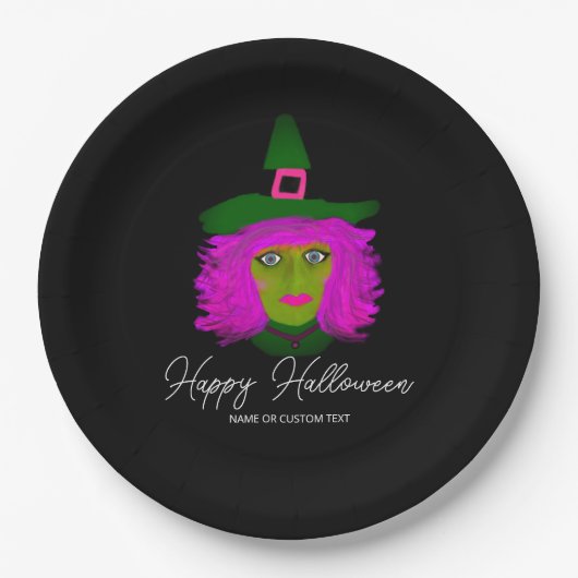 Classy Halloween Glam Hexe Party Personalisiert Pappteller (Vorderseite)