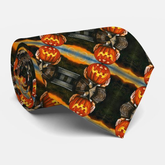 Classy Halloween Horror Rockabilly Satin Pattern Krawatte (Gerollt)