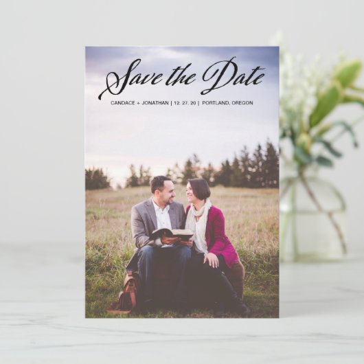 Classy Handwriting-Foto Save the Date (Stehend Vorderseite)