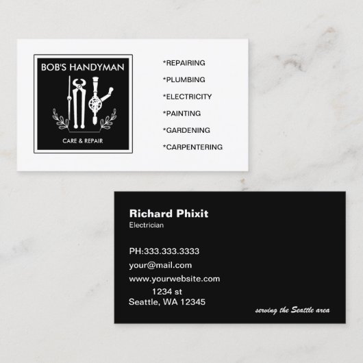 Classy Handy Tools Handyman Visitenkarte (Vorne/Hinten)