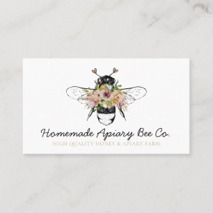 Classy Handzeichnungsherden Floral Honey Honey Bee Visitenkarte