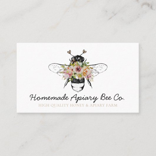 Classy Handzeichnungsherden Floral Honey Honey Bee Visitenkarte (Vorderseite)