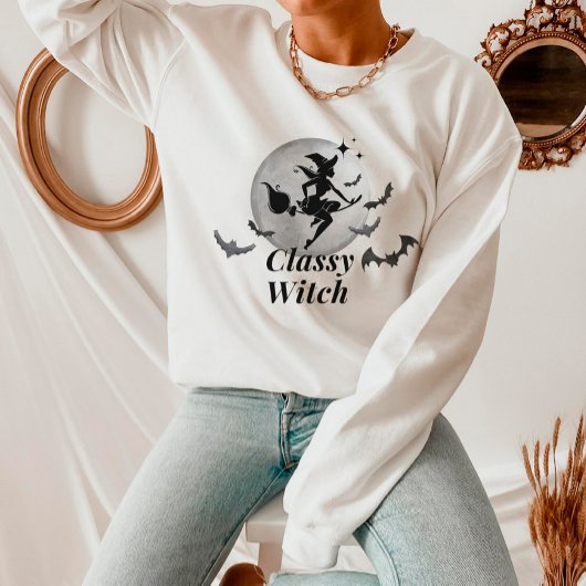 Classy Hexe und MondHalloween Sweatshirt