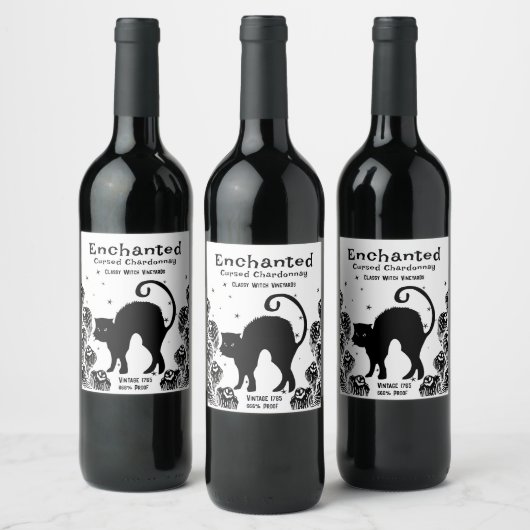 Classy Hexe Verzauberter verfluchter Chardonnay Weinetikett (Flaschen)