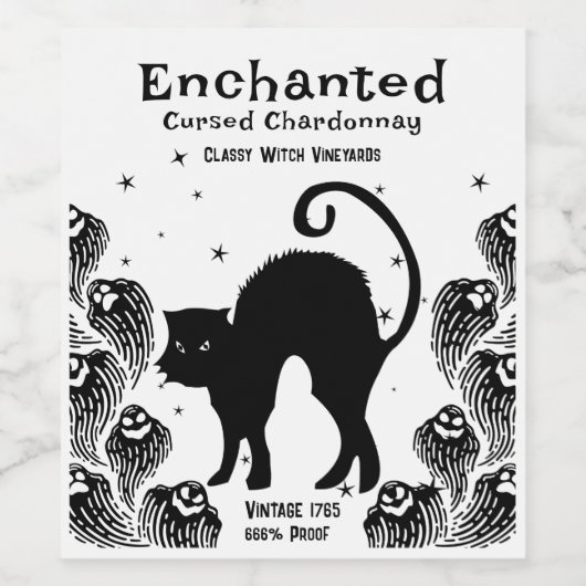 Classy Hexe Verzauberter verfluchter Chardonnay Weinetikett (Einzelnes Label)