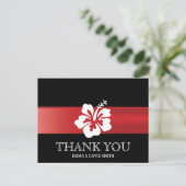 Classy Hibiskus Red Ribbon Wedding Vielen Dank Postkarte (Stehend Vorderseite)