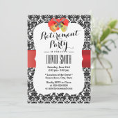 Classy Hibiskus & Ukulele Damask Party Einladung (Stehend Vorderseite)