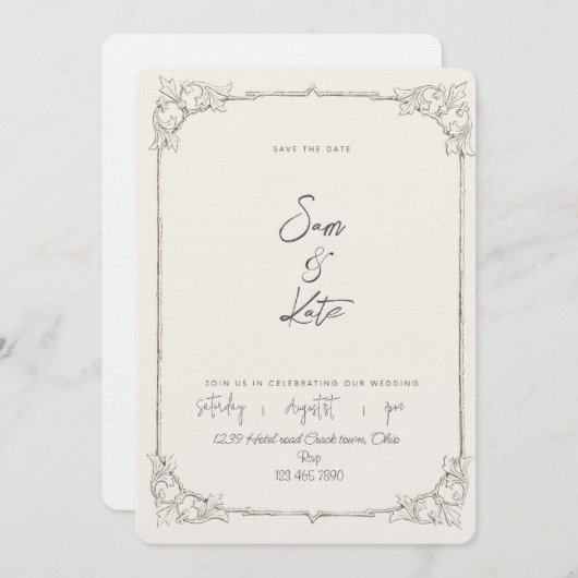 Classy Hochzeit einladen Einladung (Vorne/Hinten)