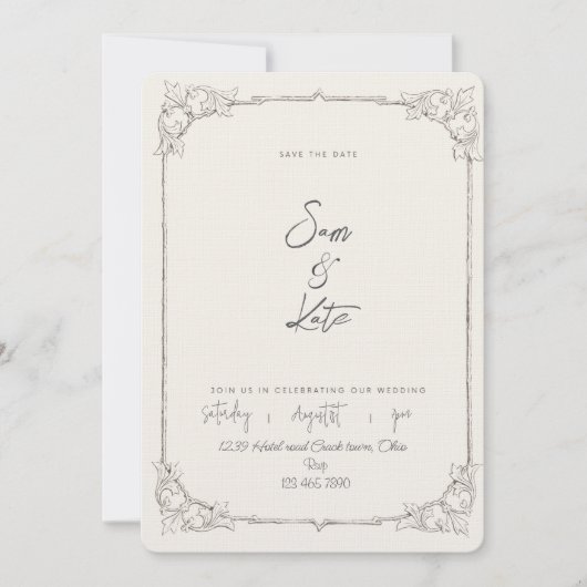 Classy Hochzeit einladen Einladung (Vorderseite)