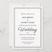 Classy Hochzeit weiße Einladungskarte Einladung (Vorderseite)