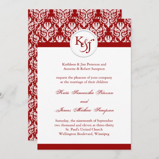 Classy Hochzeitsvorlage Einladung (Vorne/Hinten)