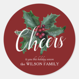 Classy Holly Weihnachtskleber Runder Aufkleber