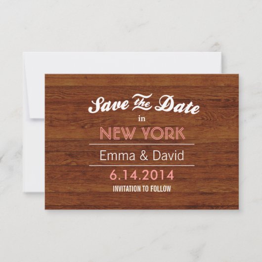Classy Holz Hintergrund Speichern Sie die Datumska Save The Date (Vorderseite)