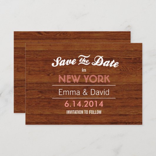 Classy Holz Hintergrund Speichern Sie die Datumska Save The Date (Vorne/Hinten)