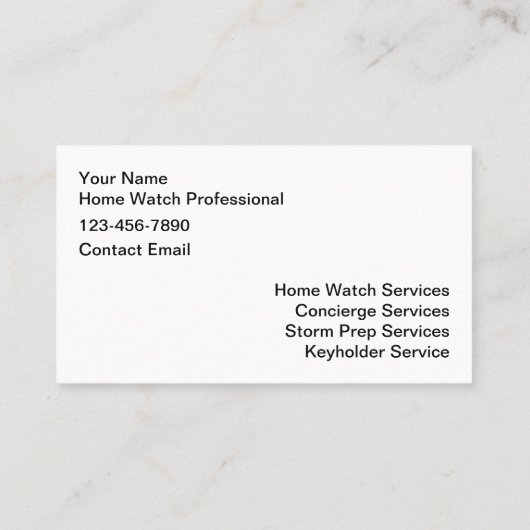 Classy Homewatch & Concierge Services Visitenkarte (Rückseite)