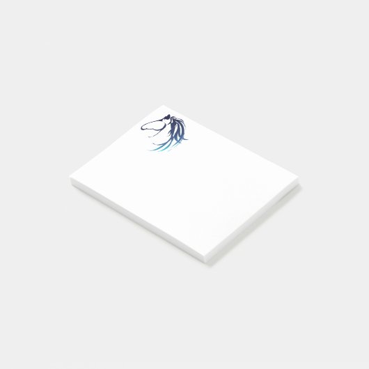 Classy Horse Head Logo in Blautönen Post-it Klebezettel (angewinkelt)