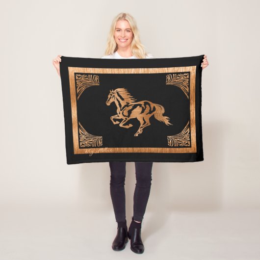 CLASSY HORSE HOLZ SILHOUETTE FLEECEDECKE (Beispiel)