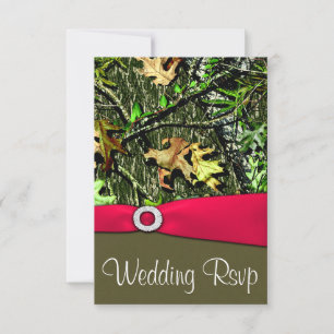 Classy Hot Pink Hunting Camouflage Wedding RSVP Ca Karte