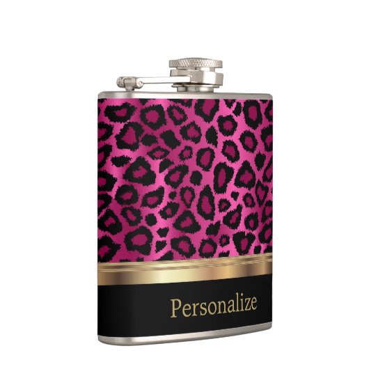 Classy Hot Pink Leopard Tierdruck Flachmann (Rechts)