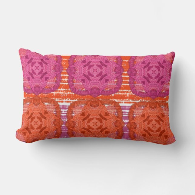 Classy Hot Pink Orange Mix Square Print Lendenkissen (Vorderseite)