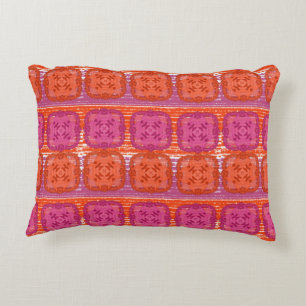 Classy Hot Pink Orange Mix Square Print Zierkissen