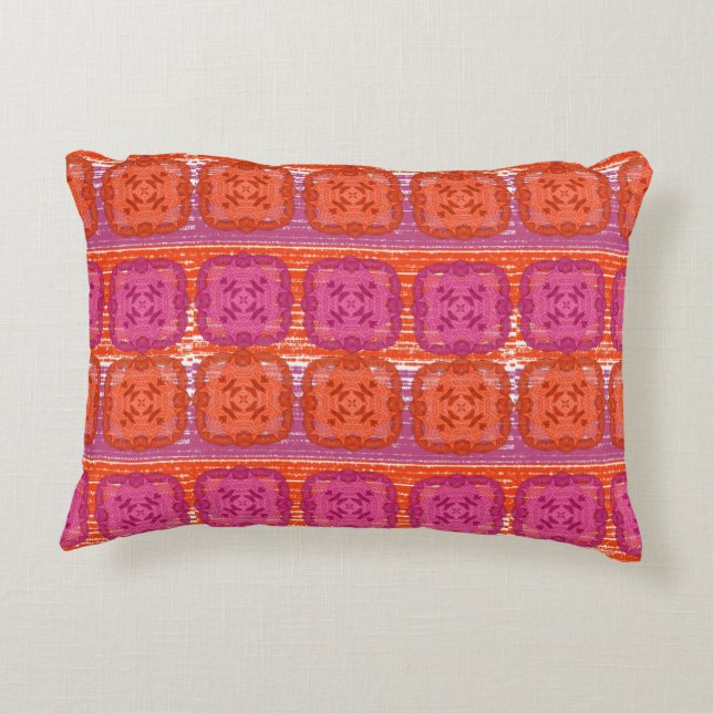 Classy Hot Pink Orange Mix Square Print Zierkissen (Rückseite)