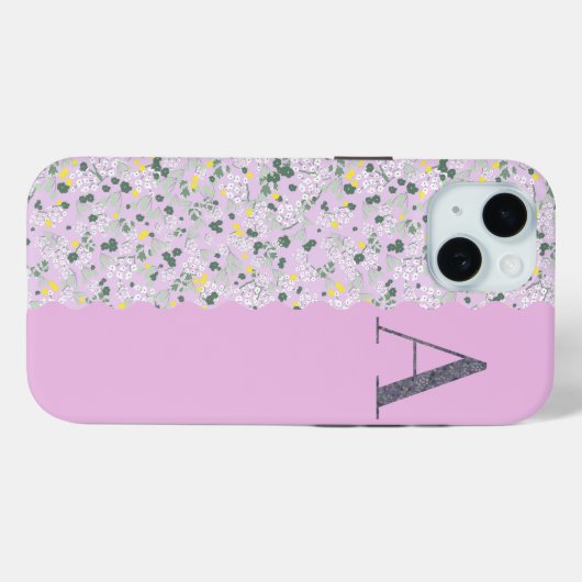 Classy Hübsch MONOGRAM A LILAC-BLUME Case-Mate iPhone Hülle (Rückseite (Horizontal))