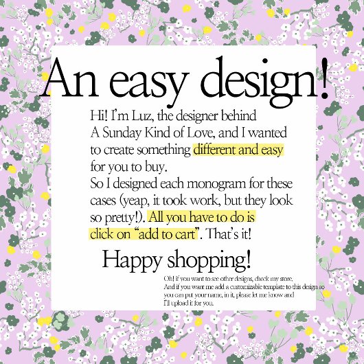 Classy Hübsch MONOGRAM A LILAC-BLUME Case-Mate iPhone Hülle