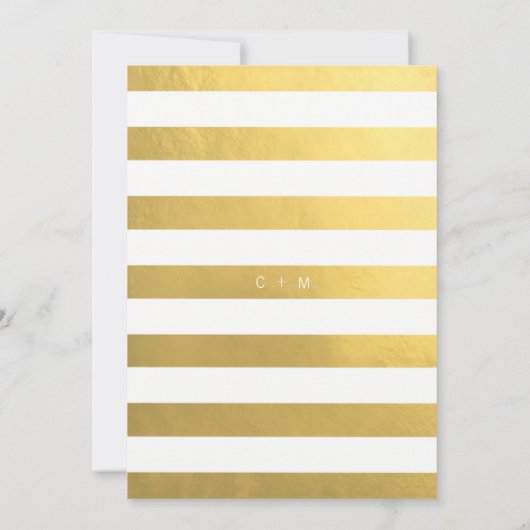 Classy Imitate Gold Foil Black & White Heart Weddi Einladung (Rückseite)