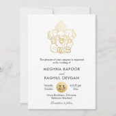 Classy Imitate Gold Foil Ganpati Indischer Gott Ho Einladung (Vorderseite)