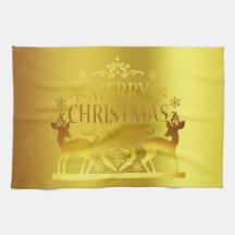 Classy Imitate Gold Frohe Weihnachtsküche Handtuch