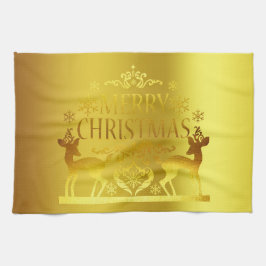 Classy Imitate Gold Frohe Weihnachtsküche Handtuch