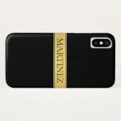 Classy Imitate Gold Streifen & Black Background od Case-Mate iPhone Hülle (Rückseite (Horizontal))