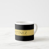 Classy Imitate Gold Streifen & Black Background od Espressotasse (Vorderseite Rechts)
