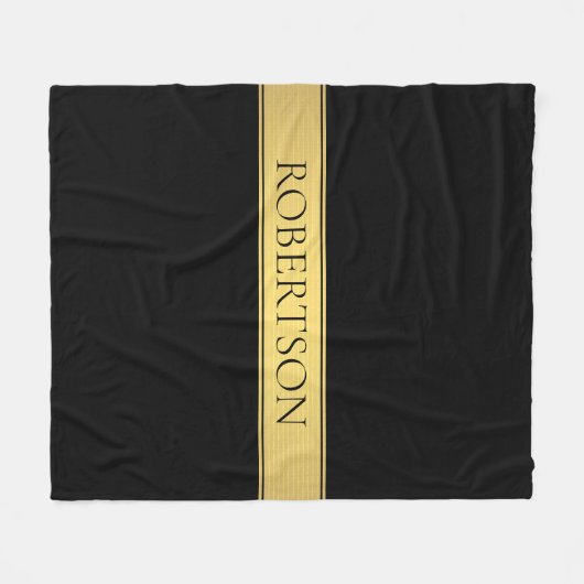 Classy Imitate Gold Streifen & Black Background od Fleecedecke (Vorderseite (Horizontal))