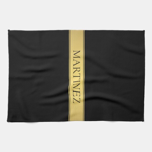 Classy Imitate Gold Streifen & Black Background od Geschirrtuch (Horizontal)