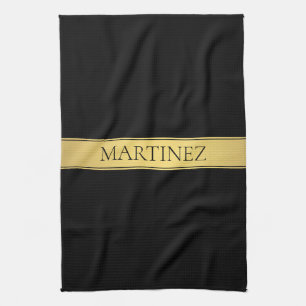 Classy Imitate Gold Streifen & Black Background od Geschirrtuch