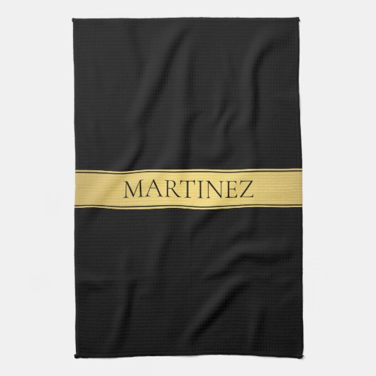 Classy Imitate Gold Streifen & Black Background od Geschirrtuch (Vertikal)