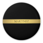 Classy Imitate Gold Streifen & Black Background od Keramikknauf (Vorderseite)