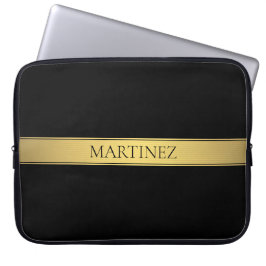 Classy Imitate Gold Streifen & Black Background od Laptopschutzhülle