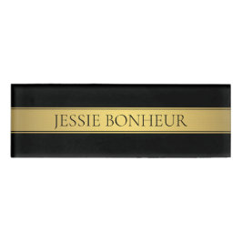 Classy Imitate Gold Streifen & Black Background od Namenschild