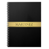 Classy Imitate Gold Streifen & Black Background od Notizblock (Vorderseite)