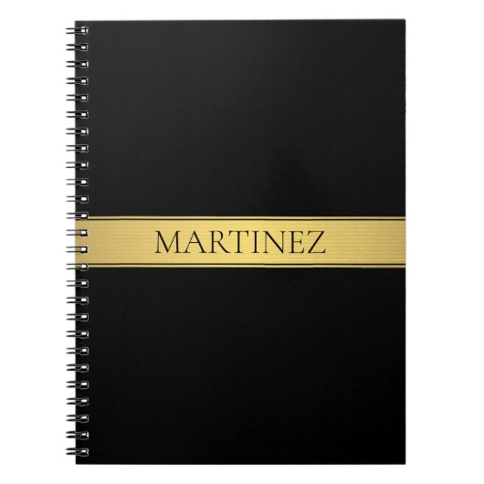 Classy Imitate Gold Streifen & Black Background od Notizblock (Vorderseite)