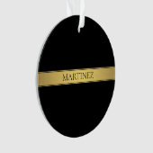 Classy Imitate Gold Streifen & Black Background od Ornament (Vorderseite)