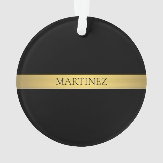 Classy Imitate Gold Streifen & Black Background od Ornament (Rückseite)